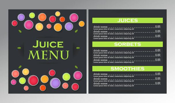 Design vzorku šťávy menu pro kavárny, restaurace, bary.  - Vektor, obrázek