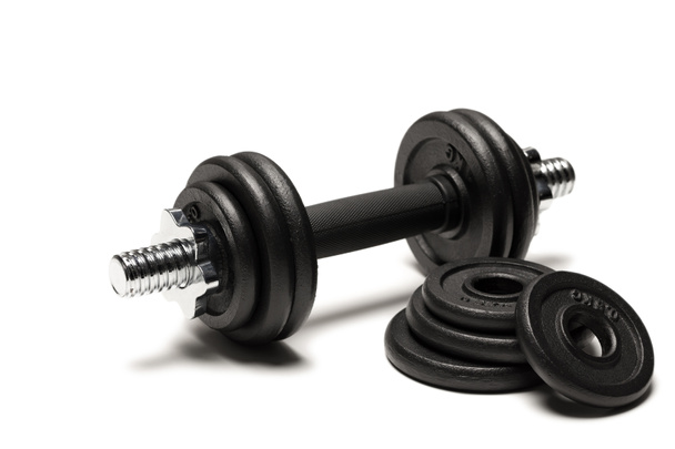 iron dumbbell with weight plates - Photo, Image