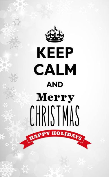 Traditional Keep Calm and Merry Christmas quotation with snowy b - Vector, Image