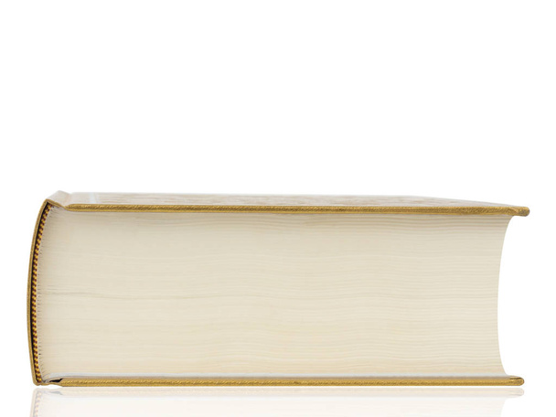 Thick book with gold cover isolated on white background. clipping path. - Photo, Image