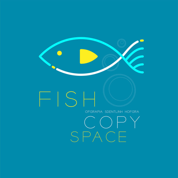 Ryby a vzduchové bubliny logo ikonu obrysy tahu nastavit pomlčka řádku návrhu ilustrace - Vektor, obrázek