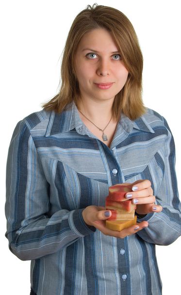 Woman with soap pieces in hands - Photo, Image