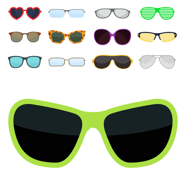 Set de gafas de sol de moda accesorios gafas de sol marco de plástico gafas modernas vector ilustración
. - Vector, Imagen