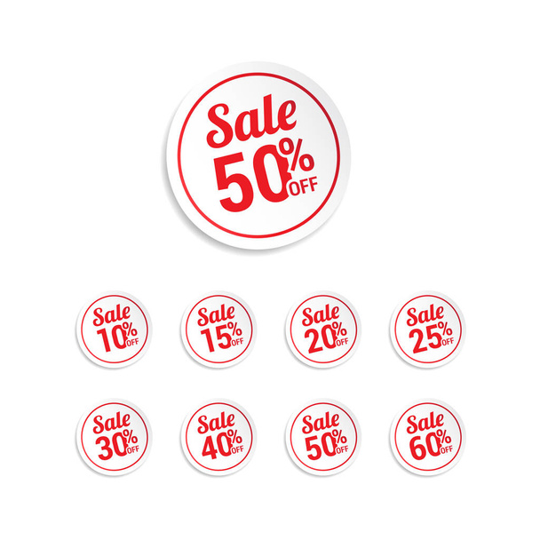 Sale % Off Stickers - Vector, afbeelding