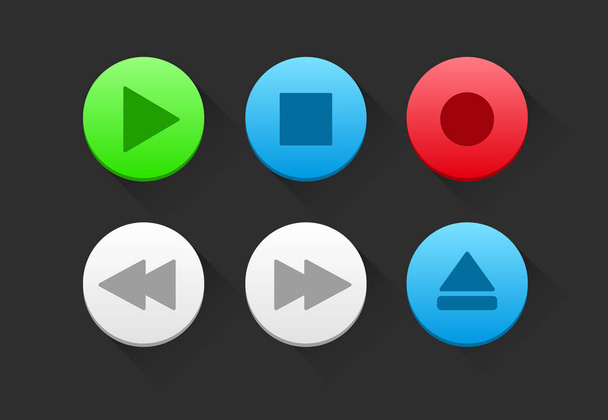 Multimedia & Music Player Round Icons - Vector, Image