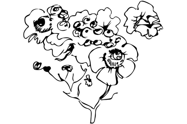 vector sketch twig with beautiful flowers - Vektor, Bild