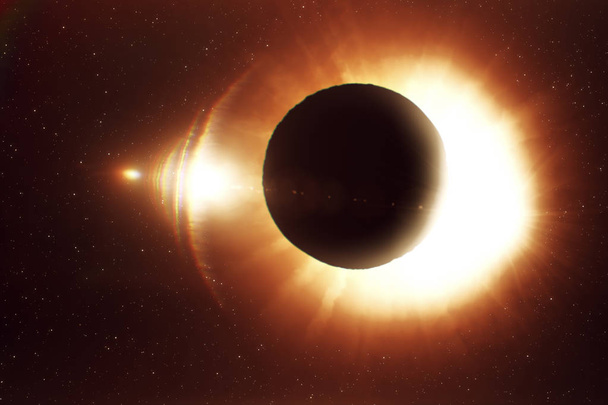 A Lua cobrindo o Sol em um eclipse parcial
. - Foto, Imagem