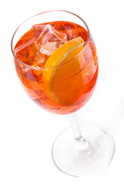 Aperol spritz cocktail in glass isolated on white background - Foto, imagen