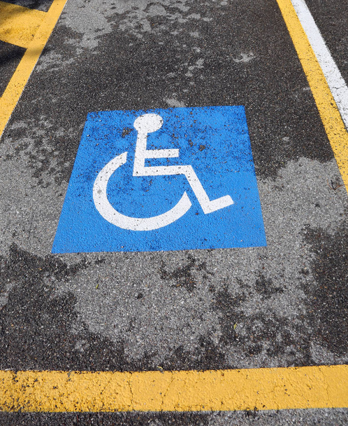 wheelchair symbol on a car reserved parking - Photo, Image