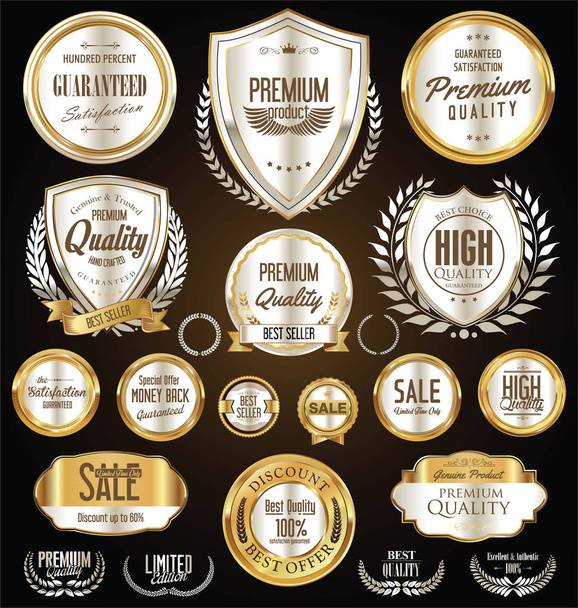 Golden retro vintage badges collection - Vektor, kép