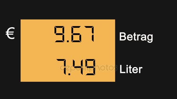 駅のガス価格の上昇ポンプ画面、ユーロでの価格 - 映像、動画