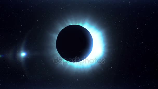 Синее футуристическое солнечное затмение в космосе
 - Кадры, видео