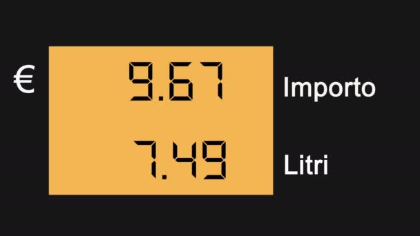 Зростаючі ціни на газ на станції насосні екрану в Італії, Ціна в євро - Кадри, відео
