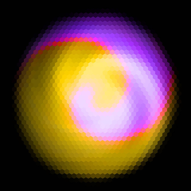 abstraktes sechseckig leuchtendes kugelförmiges Objekt mit Spirale - Vektor, Bild