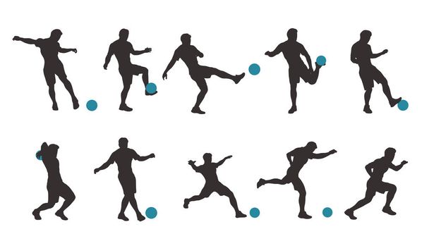 soccer silhouette set - Vector, Image