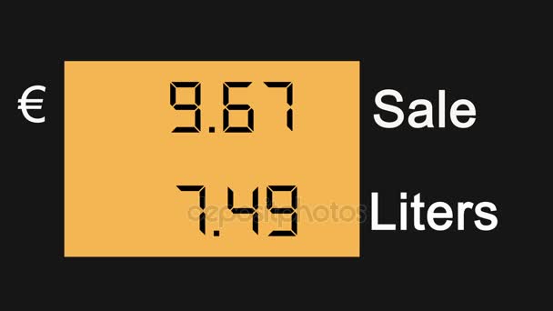 駅のガス価格の上昇ポンプ画面、ユーロでの価格 - 映像、動画