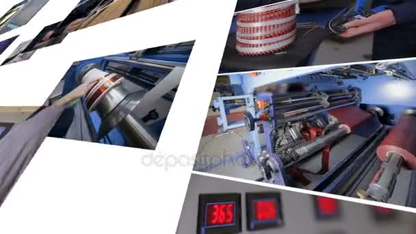 Producción industrial de transformadores de alta tensión. Collage de pantalla dividida. 4K
. - Metraje, vídeo