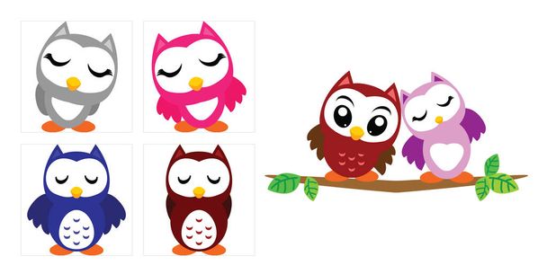 Funny Owl Collection - Vektor, Bild