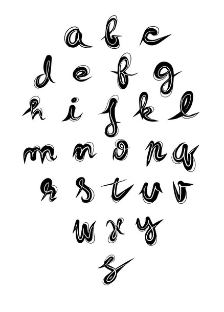 Hand made brush and ink typeface. Handwritten retro textured gru - Vector, Image