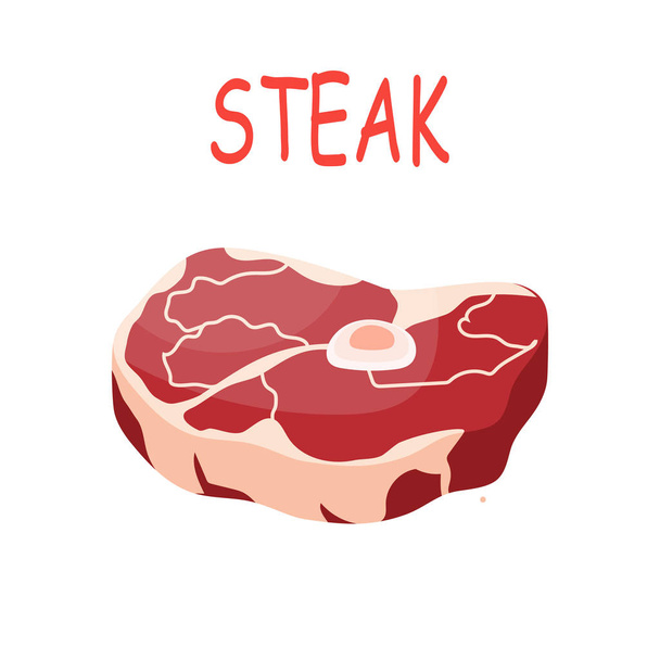 Fresh crude pork meat steak - Vector, Image
