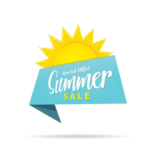 Etiqueta conjunto verano venta azul encabezado diseño para pancarta o cartel. Sa
 - Vector, Imagen
