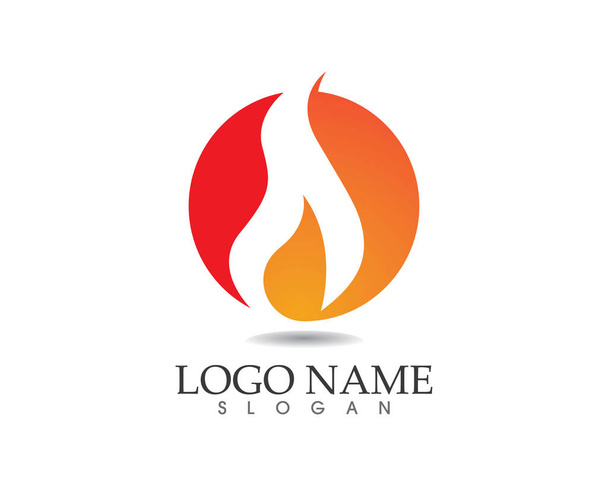 Feu flamme nature logo et symboles icônes modèle - Vecteur, image