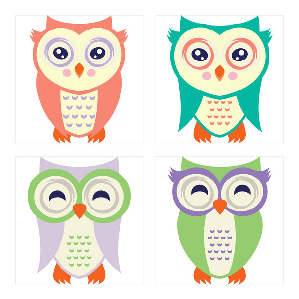 Funny Owl Collection - Vector, Image