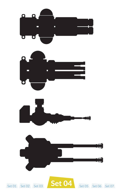  Set von Raumschiff Waffen Silhouette Set vier - Vektor, Bild