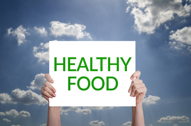 Healthy food card with sky background - Photo, Image