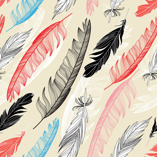 Seamless pattern with feathers - Διάνυσμα, εικόνα