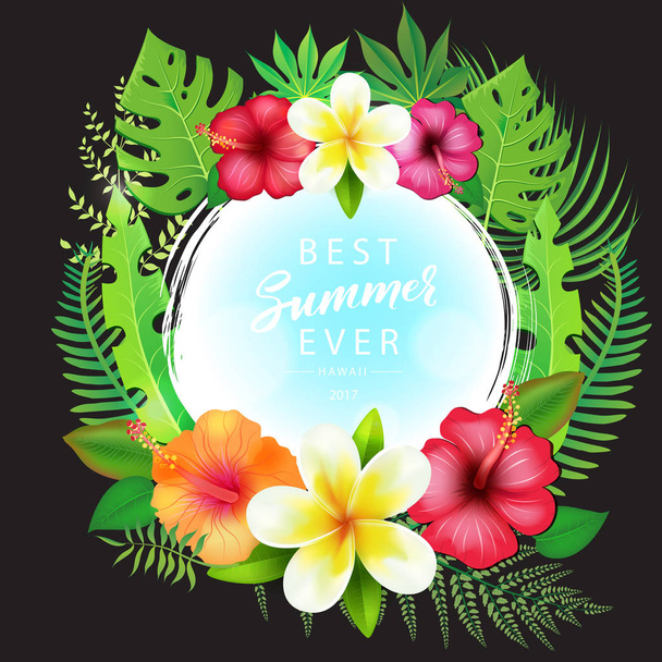 Tropical Leaves and lettering - Vector, Imagen