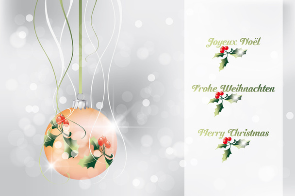 Christmas wishes in French, English and German - Vector, Image