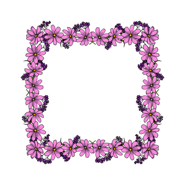 Hand drawn floral frame - Vector, Image