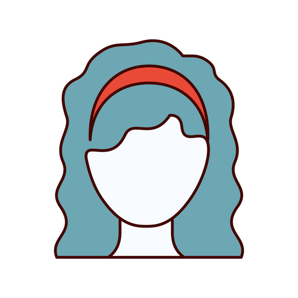 secciones de color silueta mujer sin rostro con peinado medio ondulado y encaje de lazo
 - Vector, imagen