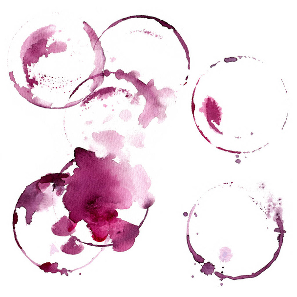 Wine glass painted with watercolors on white background - Fotografie, Obrázek