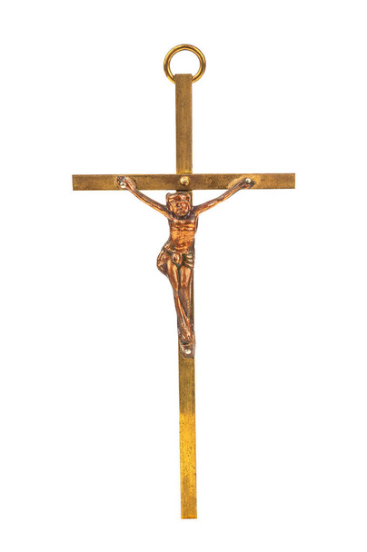 cruz de bronce con crucifijo
 - Foto, imagen