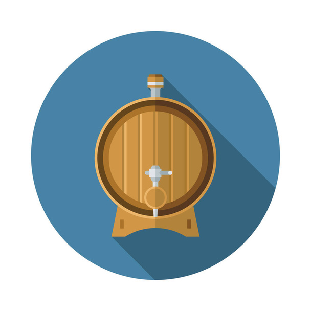 Wooden barrel with a tap flat icon. Vector illustration. - ベクター画像