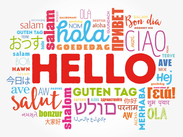 Облако слов Hello на разных языках
 - Вектор,изображение