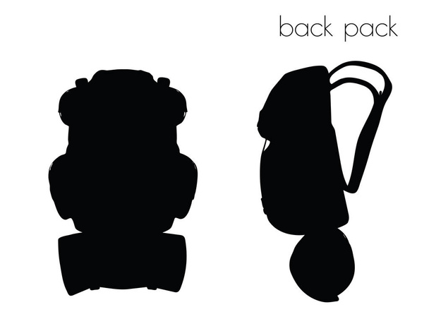 Rucksack-Silhouette auf weißem Hintergrund - Vektor, Bild