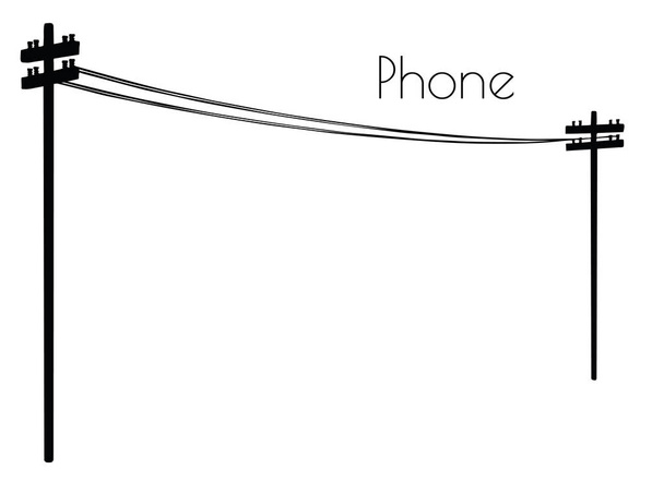Τηλέφωνο γραμμών Σκιαγραφία σε λευκό φόντο - Διάνυσμα, εικόνα