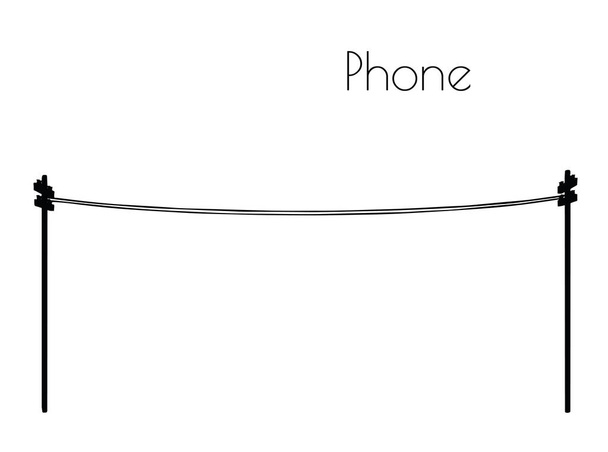 Telefon hattı siluet beyaz arka plan üzerinde - Vektör, Görsel