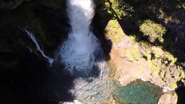 Aerial view waterfall and river flows in Chile - Séquence, vidéo