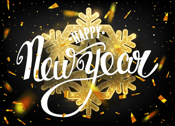 Happy New Year lettering greeting card for holiday - Vector, Image