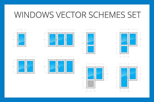 Вікна та двері типи схема векторний набір - Вектор, зображення