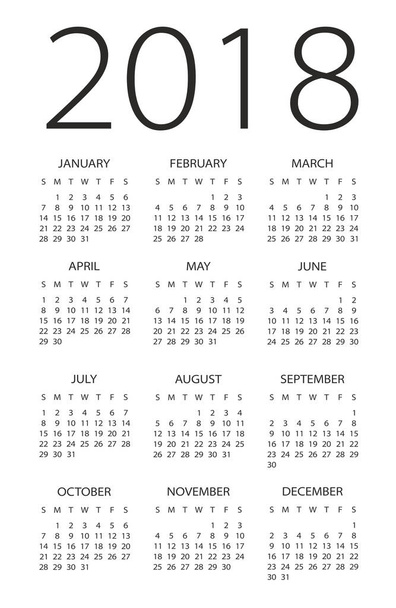 Calendario 2018 - illustrazione
 - Vettoriali, immagini