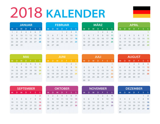 Calendar 2018 - German Version - Vector, Image