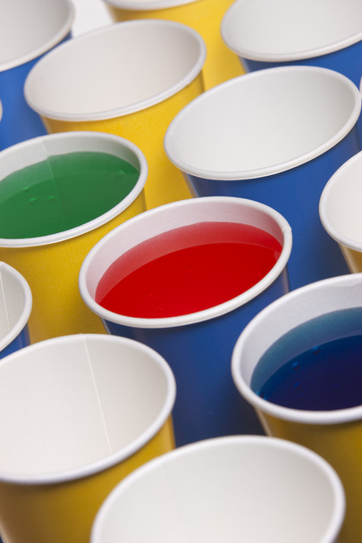 Red, green, blue liquid in cups. - Photo, Image