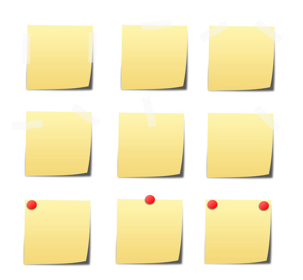 yellow sticky notes on white background - Foto, Imagen