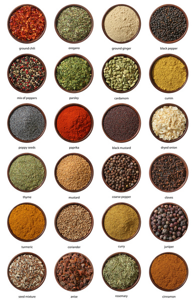 Different spices isolated on white background. Large Image - Photo, Image