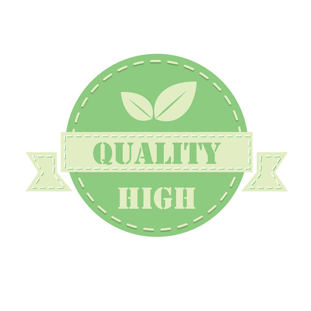 Green label high quality - Vetor, Imagem